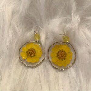 Yellow Flower Resin Earrings
